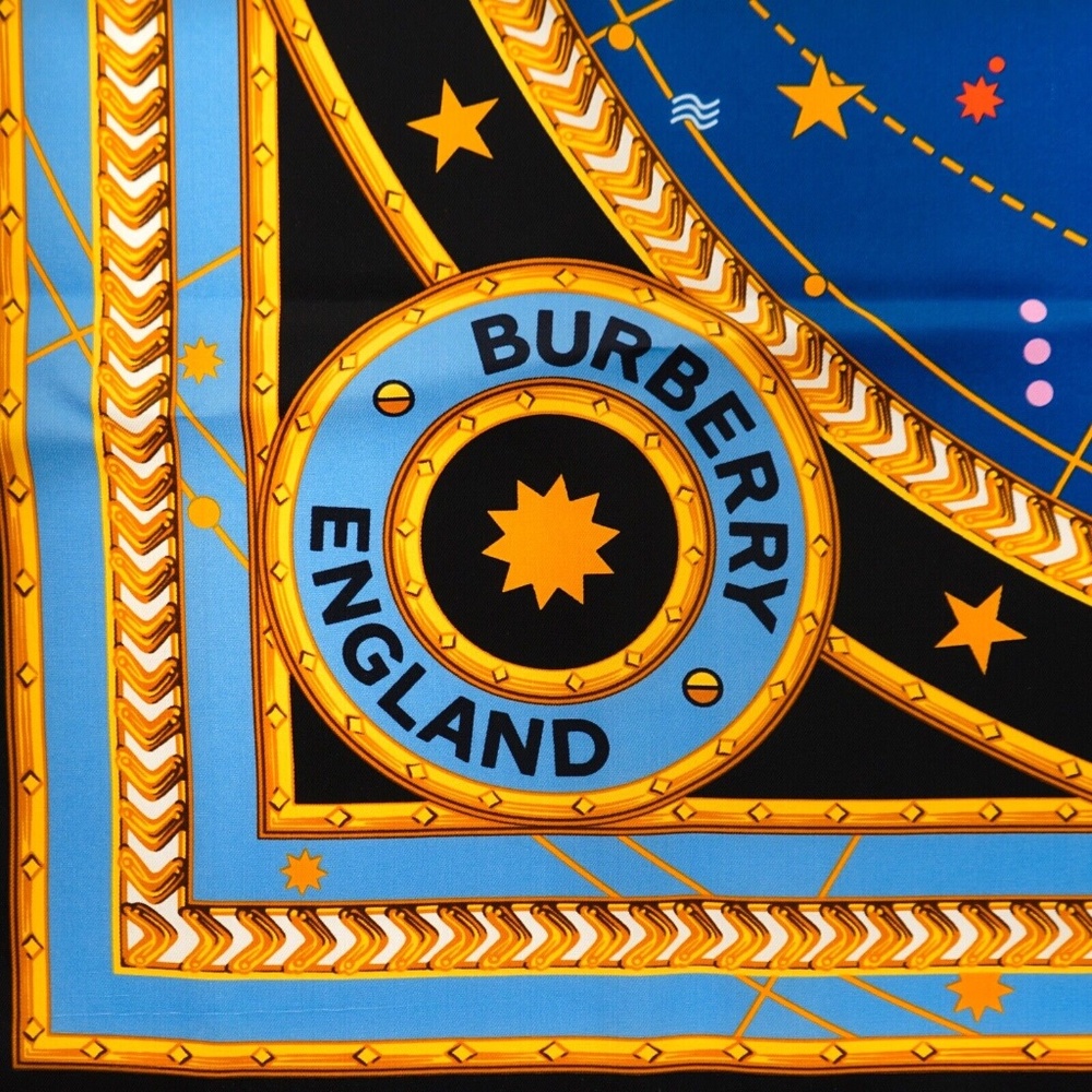 Burberry Astrological Square Scarf Oceanic Blue 100% Silk 35"x35" New - Picture 2 of 3